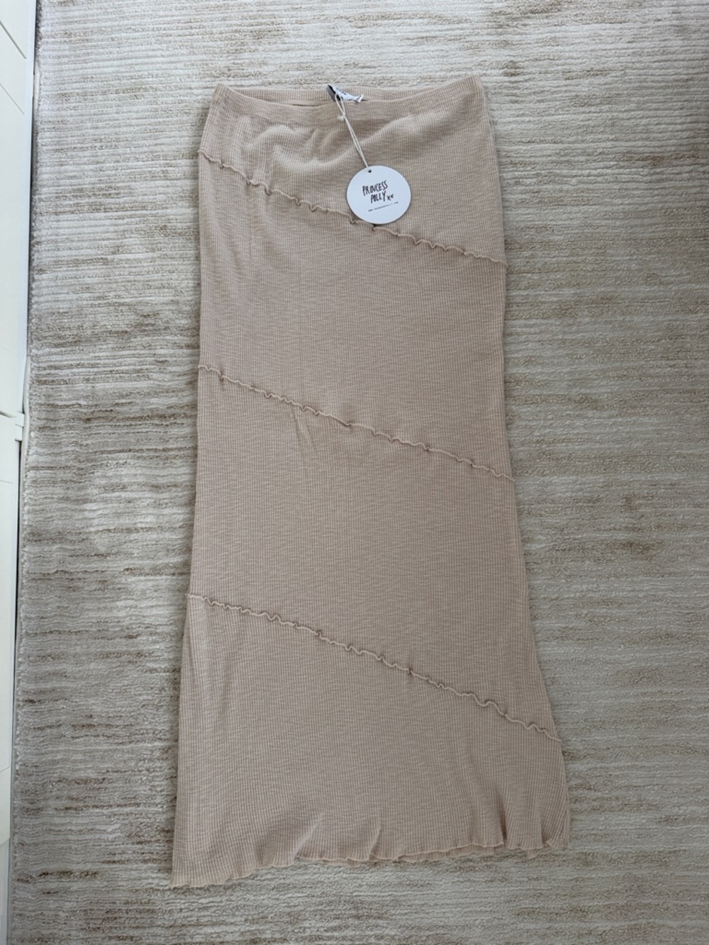 Princess Polly Taupe Ribbed Maxi Skirt